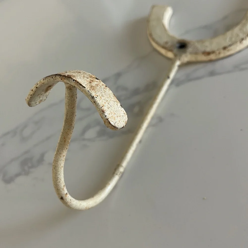J initial chippy rusty paint metal hook vintage inspired